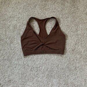 Whitney Simmons Gymshark Brown Twist Front Sports Bra
